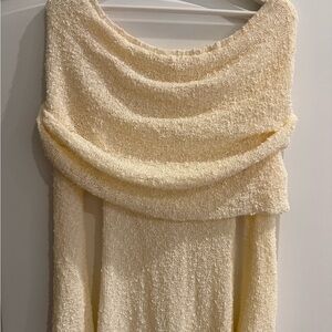 Meshki Cream Textured Long Sleeve Dress